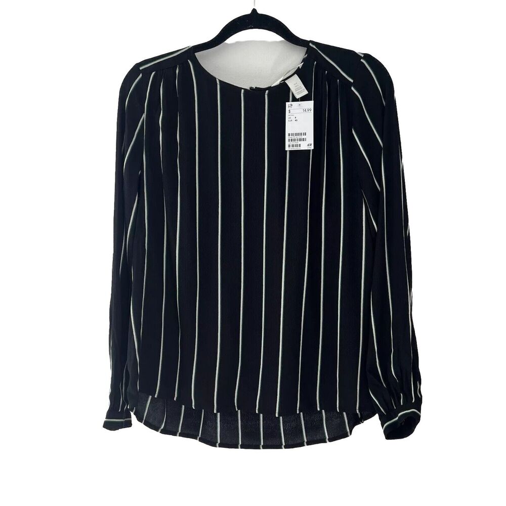 H&M Women’s Long Sleeve Blouse Striped Tunic NWT Sz‎ 8